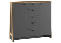 Комод Теодора графит / крафт золотой (129x42,4x110,6)
