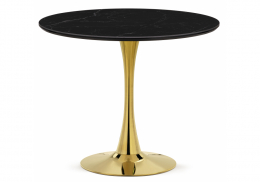 Керамический стол Тулип 90х73 черный мрамор / золото