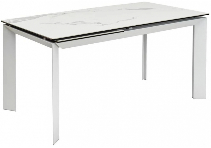 Керамический стол Cremona 140 matte statuario белый мрамор матовый / белый (85x76). 